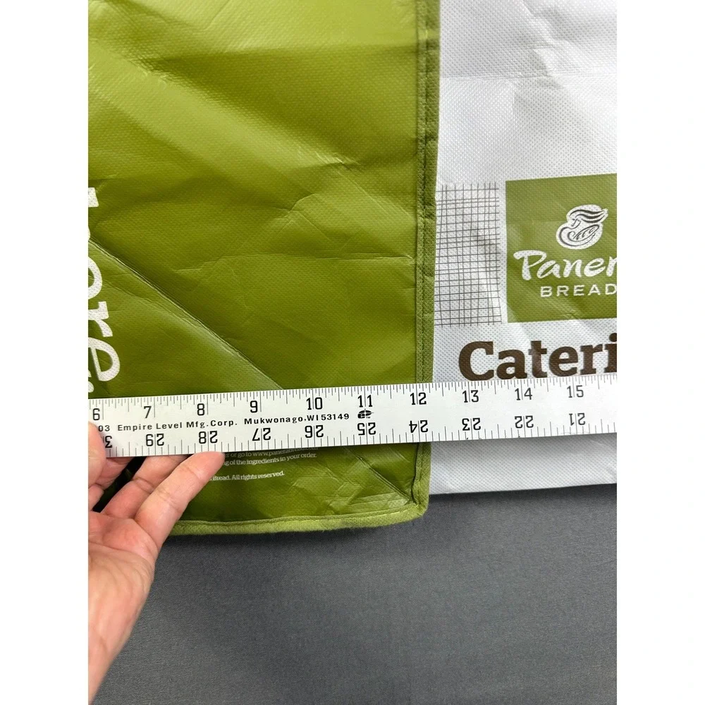 Panera Bread Catering Reusable Tote Bag White‎ Green Large Grocery Shopping Bag